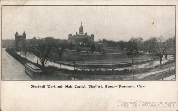 Bushnell Park and State Capitol. Hartford, Con. - Panoramic View. Connecticut