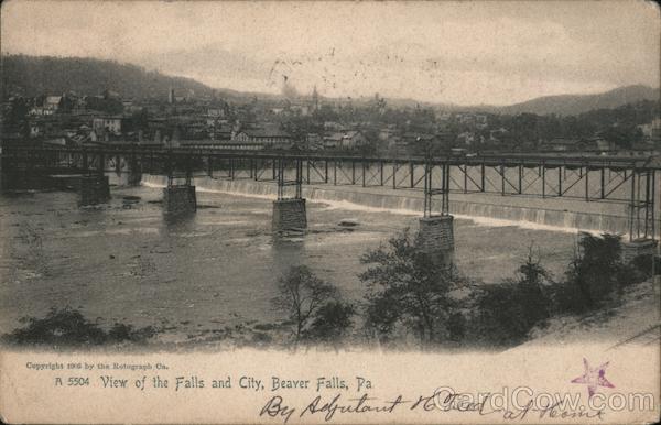 View of the Falls and City Beaver Falls Pennsylvania