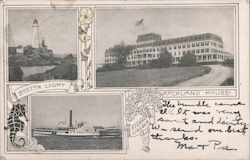 Boston Light, Rockland House, Steamer Lincoln Postcard