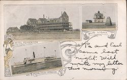 Hotel Pemberton, Bug Light, Steamer Myles Standish Postcard