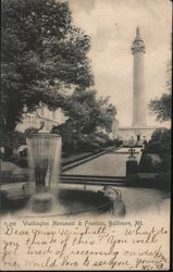 Washington Monument & Fountain Postcard