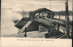 Old Hartford Toll Bridge; burn May 17th 1895 Postcard