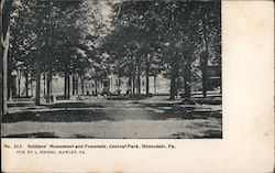 Soldiers' Monument and Fountain, Central Park Postcard