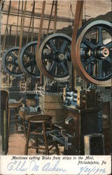 Machines cutting Disks from strips in the Mint Philadelphia, PA Postcard Postcard Postcard