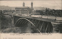 Carnegie Library & Main Bridge of Schenley Park Postcard