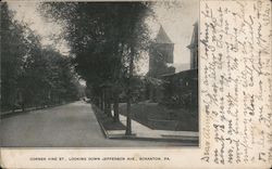 Corner Vine St., Looking Down Jefferson Ave Postcard