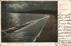 Moonlight on Lake Michigan - Greetings from Waukegan, Ill. Postcard