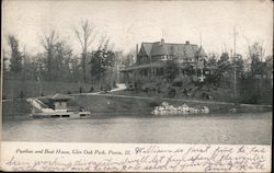 Pavilion and Boat House, Glen Oak Park Postcard