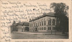 Public Library and Government Building Galesburg, IL Postcard Postcard Postcard