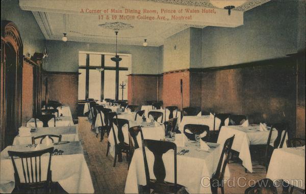 A Corner of Main Dining Room, Prince of Wales Hotel, 17 & 19 McCliff College Ave Montreal Canada