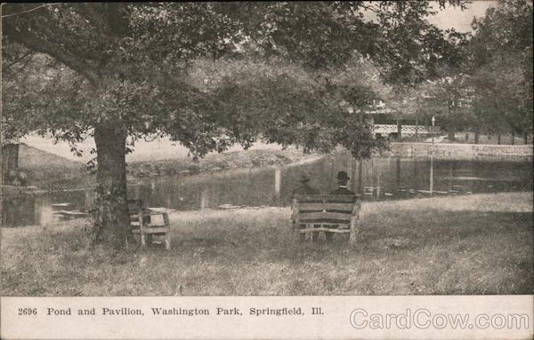 Pond and Pavilion at Washington Park Springfield Illinois