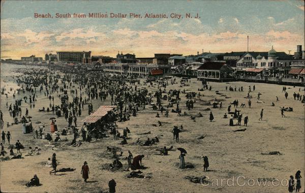 beach, South from Million Dollar Pier Atlantic City New Jersey