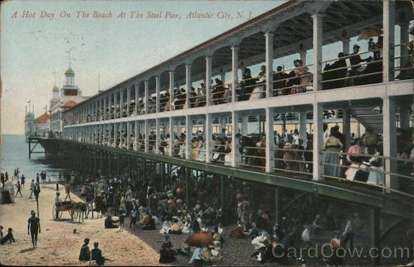 A Hot Day on the Beach at the Steel Pier Atlantic City New Jersey