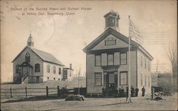 Church of the Sacred Heart and School House at White Oak Postcard