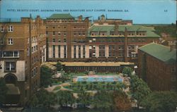 Hotel Desoto Court, Showing Pool and Miniature Golf Course Savannah, GA Postcard Postcard Postcard