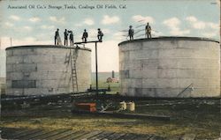 Associated Oil Co,'s Storage Tanks, Coalinga Oil Fields California Postcard Postcard Postcard