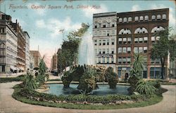 Fountain, Capitol Square Park Detroit, MI Postcard Postcard Postcard