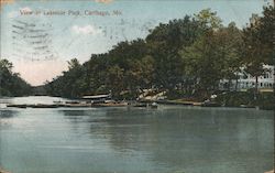 View at Lakeside Park Carthage, MO Postcard Postcard Postcard