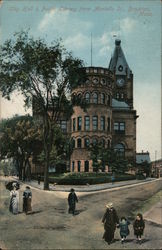 City Hall & Public Library From Montello St. Postcard