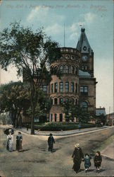 City Hall & Public Library From Montello St. Brockton, MA Postcard Postcard Postcard