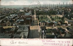 Bird's Eye View Looking North in Meridian Str. Postcard