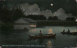 Twilight Scene in Harvey's Park Postcard