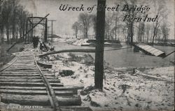 Wreck of Steel Bridge Peru, IN Postcard Postcard Postcard