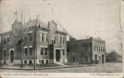 City Hall and Fire Department Alexandria, IN Postcard Postcard Postcard