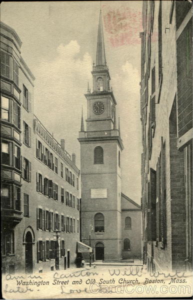 Washington Street And Old South Church Boston Massachusetts