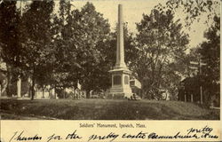 Soldiers Monument Ipswich, MA Postcard Postcard