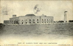 Fort At Clark's Point And Old Light House Postcard