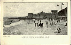 Bathing Scene Manhattan Beach, NY Postcard Postcard