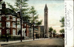 Along Washington St., 2Nd Presbyterian Church Newark, NJ Postcard Postcard