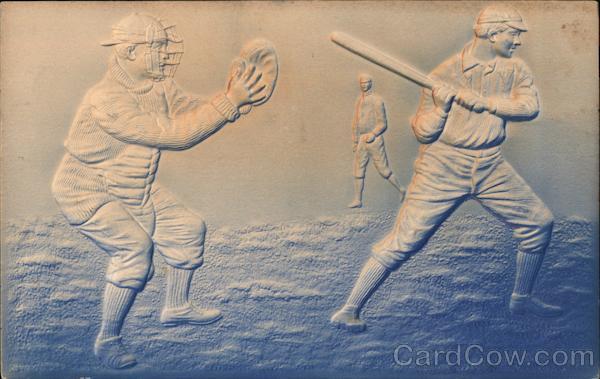 Embossed Baseball Batter and Catcher