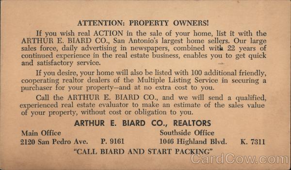 Arthur E. Biard Co., Realtors Call Biard and start packing