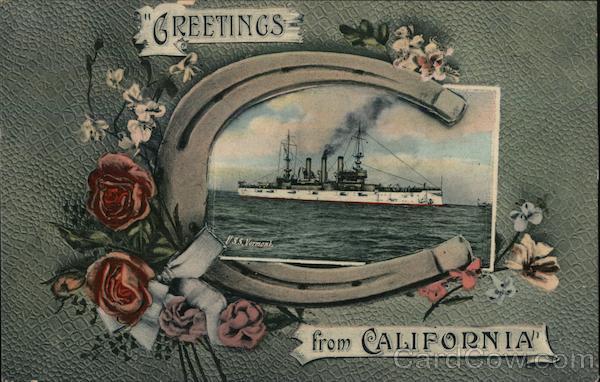 Greetings From California USS Vermont Great White Fleet