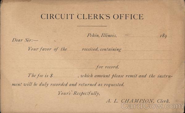 Circuit Clerk's Office; Message From Circuit Clerk About an Instrument Pekin Illinois