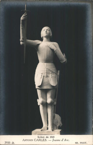 Salon de 1919 Antonin Carles. - Jeanne d' Arc Sculpture & Carving