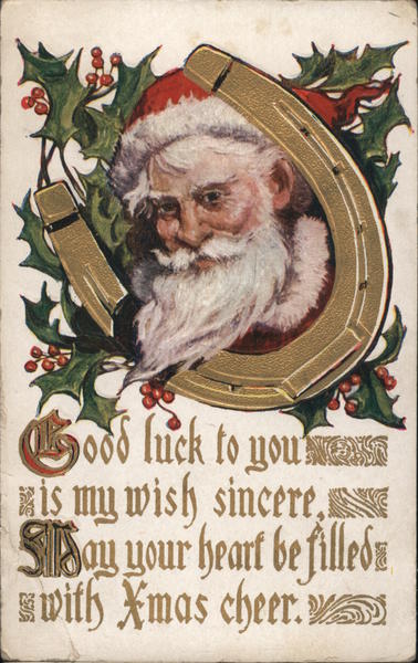 A Picture of Santa in a Horse Shoe Santa Claus