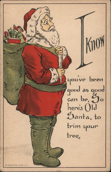 Santa Carrying a Bag of Toys Santa Claus