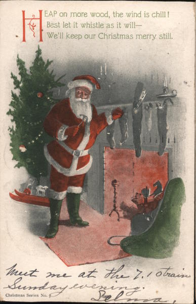 Santa By the Tree with Toys Santa Claus