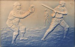 Embossed Baseball Batter and Catcher Postcard