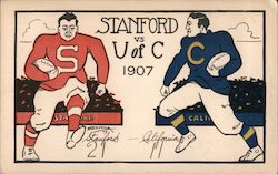 Stanford vs UC Berkeley Football game, 21-11, 1907 Postcard