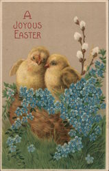 A Joyous Easter with Chicks in a Nest Postcard Postcard Postcard