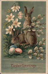 Easter Greetings With Bunnies Postcard Postcard Postcard