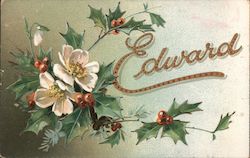 "Edward" with Christmas Flowers Postcard