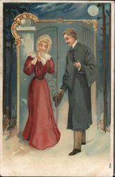Couple Standing in the Snow Postcard
