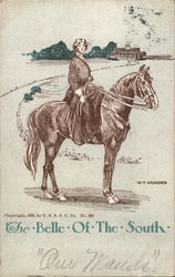 The Belle of the South - woman riding a horse Postcard