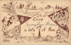 Life at Camp is Lots of Fun; Girl Scouts Doing Various Activities at Girl Scout Camp Postcard