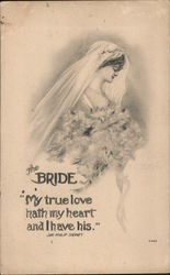 Beautiful Bride with Bouquet of Flowers Postcard